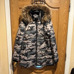 Expedition‎ Women's Size S - Puffer Coat Camouflage Faux Fur Hood Warm Winter